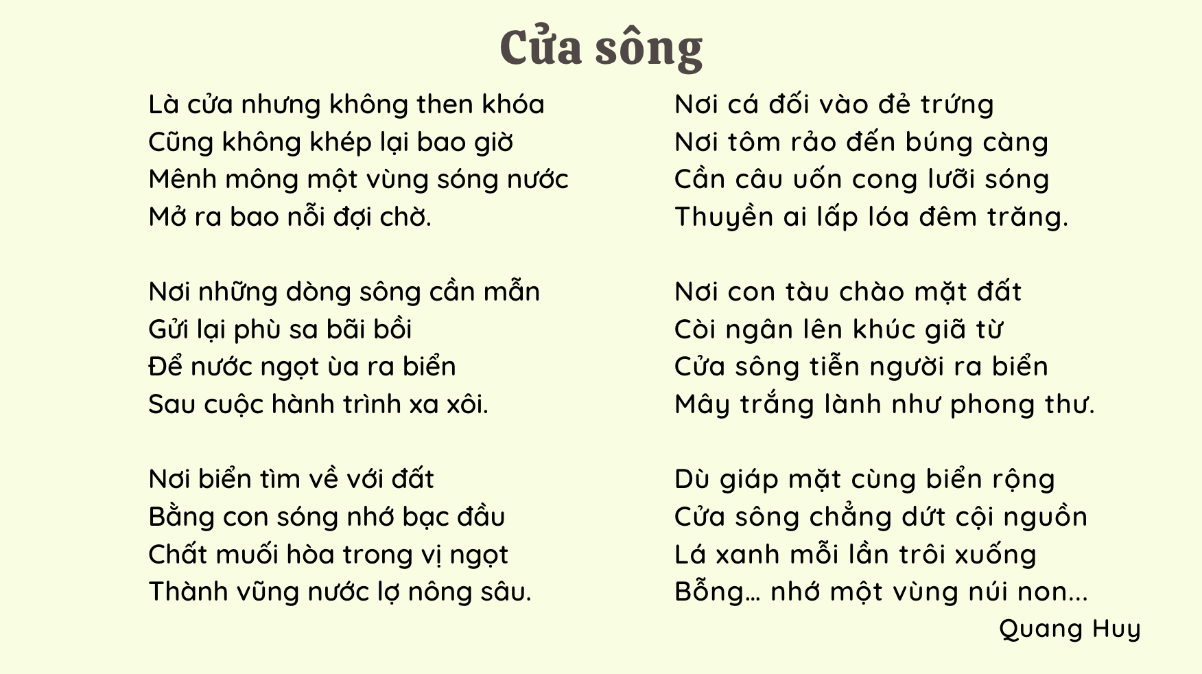 bài đọc cửa sông